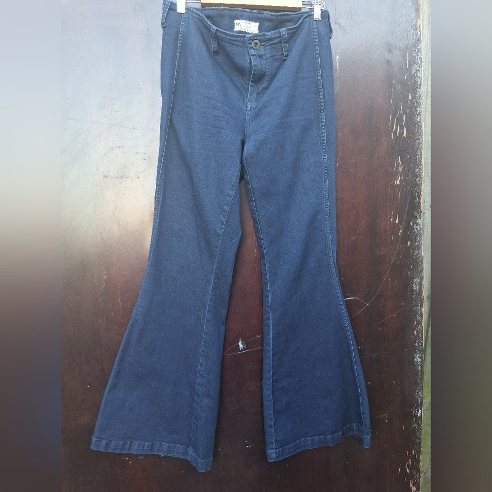 Flared Blue Denim Jeans
